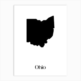 Silhouette Of Ohio Art Print