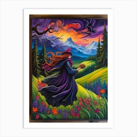 Witch With Broom 2 Art Print