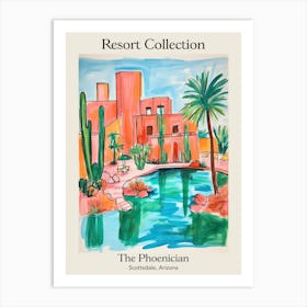 Poster Of The Phoenician   Scottsdale, Arizona   Resort Collection Storybook Illustration 1 Art Print