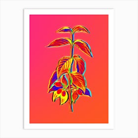 Neon Cornelian Cherry Botanical in Hot Pink and Electric Blue n.0193 Art Print