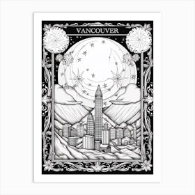 Vancouver, Canada, Tarot Card Travel  Line Art 2 Art Print