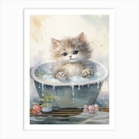 Australian Mist Cat In Bathtub Bathroom 3 Art Print