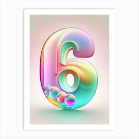 6, Number, Education Rainbow Bubble 2 Art Print