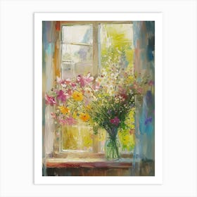Freesia Flowers On A Cottage Window 4 Art Print