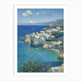 Mediterranean Haven Village By The Sea Art Print