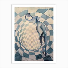 Figure In A Checkerboard Art Print