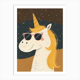 Unicorn With Sunglasses Muted Pastel 2 Art Print