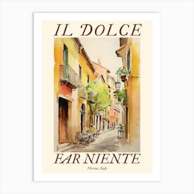Il Dolce Far Niente Verona, Italy Watercolour Streets 2 Poster Art Print