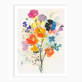 Evening Primrose 4 Collage Flower Bouquet Art Print