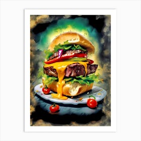 Cheesy Burger Art Print