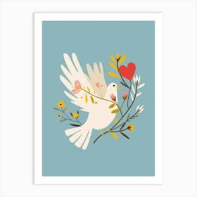 Dove With Flowers 5 Art Print