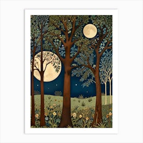 William Morris Moonlight In The Woods 23 Art Print