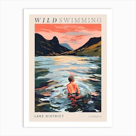 Wild Swimming At Lake District Cumbria 1 Poster Art Print