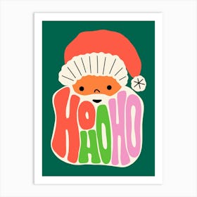 Hohoho Hand Lettering Santa Face Christmas Art Print