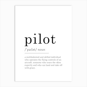 Pilot Definition Poster - Dictionary 1 Art Print