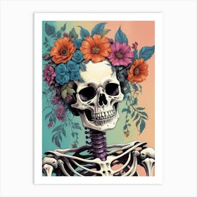 Floral Skeleton In The Style Of Pop Art (34) Art Print