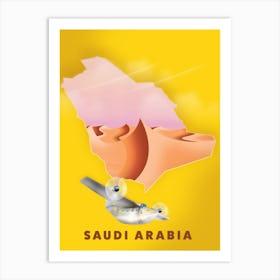 Saudi Arabia Travel Map Art Print