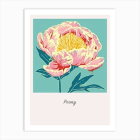 Peony 2 Square Flower Illustration Poster Art Print