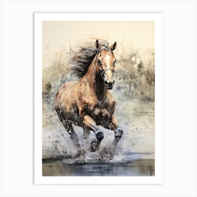 A Horse Painting In The Style Of Dry On Dry Technique 3 Art Print