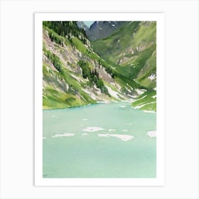 Écrins National Park France Water Colour Poster Art Print