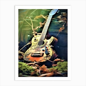 Guitar In Nature - Acoustic Guitar In The Woods Art Print