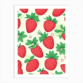Strawberry Pattern, Kawaii, Cute Art Print
