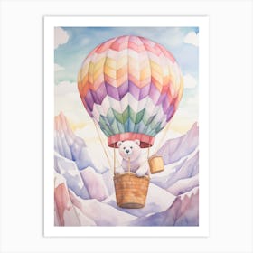 Baby Polar Bear 5 In A Hot Air Balloon Art Print