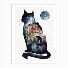 Cat In Venice 1 Art Print