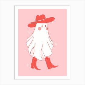 Cowboy Ghost - Pink - Western Halloween Art Print