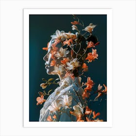 "Nature Abstraction: Woman and Flowers" Art Print