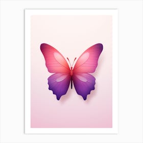 Butterfly On A Pink Background 1 Art Print