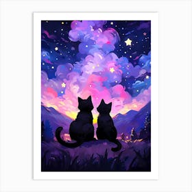 Two cats watching the stars Art Print