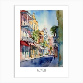 Myrtle 4 Watercolour Travel Poster Art Print