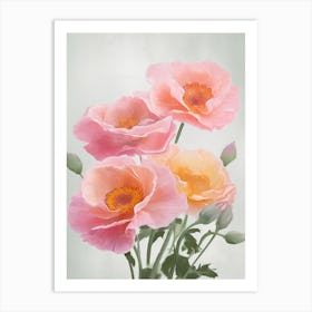 Roses Flowers Acrylic Painting In Pastel Colours 12 Art Print
