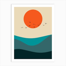 Sunset Over The Ocean 2 Art Print