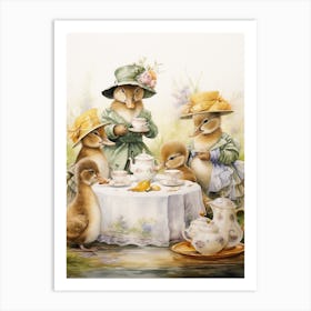 Duckling Tea Party 2 Art Print