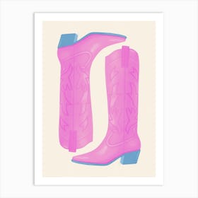 Pink Cowboy Boots Art Print