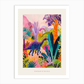 Colourful Dinosaur In The Wild Painting 3 Poster Art Print