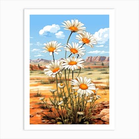 Daisy Wildflower In Desert, South Western Style (4) Art Print