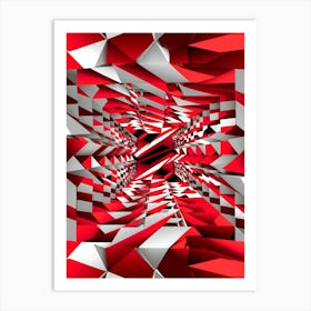 Abstract Red And White Pattern Art Print