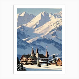 Crans Montana, Switzerland Ski Resort Vintage Landscape 2 Skiing Poster Art Print