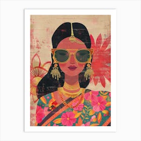 Indian Woman In Sunglasses Art Print