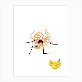 Bananas.A work of art. Children's rooms. Nursery. A simple, expressive and educational artistic style. Art Print