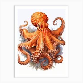 Day Octopus Flat Illustration 2 Art Print