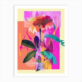 Daisy 4 Neon Flower Collage Art Print