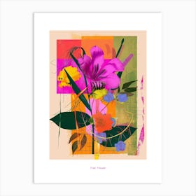 Flax Flower 2 Neon Flower Collage Poster Art Print