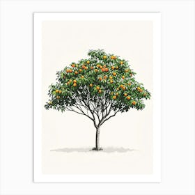 Peach Tree Pixel Illustration 1 Art Print