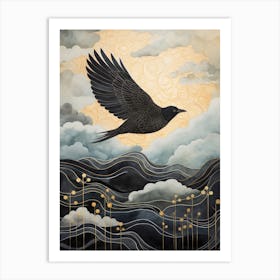 Blackbird 2 Gold Detail Painting Art Print