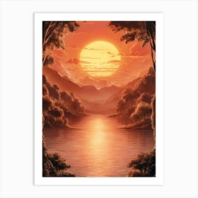 Sunset Over The Lake Art Print