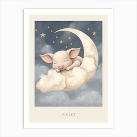Sleeping Baby Piglet Nursery Poster Art Print